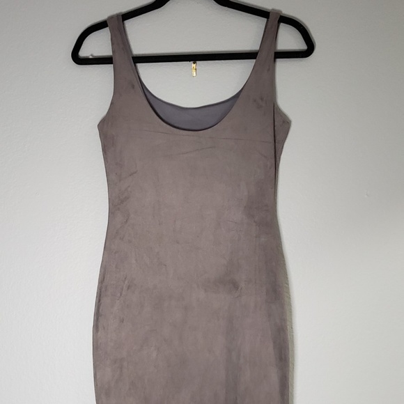 Body-Hugging Suede double  Scoop Neck Dress - Picture 2 of 7